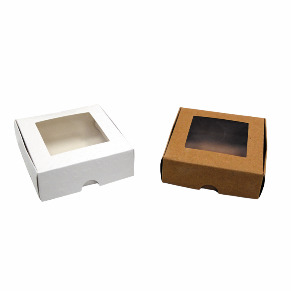 Χάρτινο Κουτί με παράθυρο ζελατίνα 8x8x2.5cm (0506225)