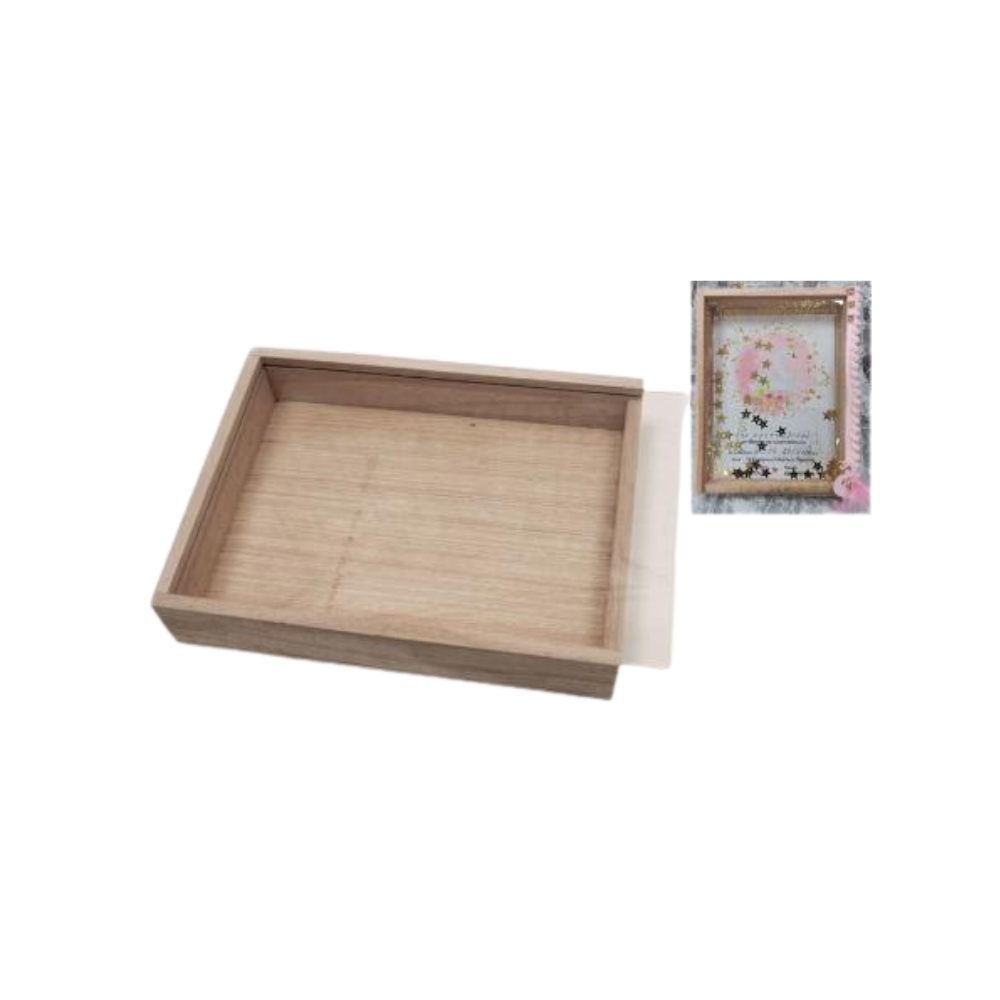 Ξύλινο κουτί με Plexiglass 17cm x 13cm (0519685)