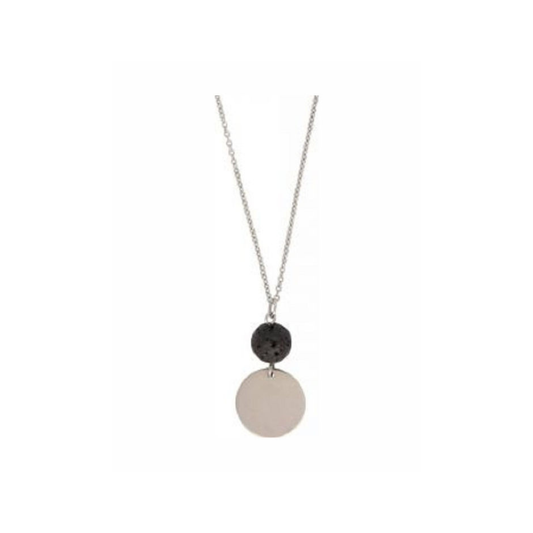 Kostibas Fashion Κολιέ με πέτρα ατσάλι λάβα (1013-853AA)