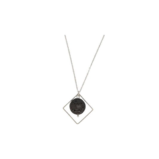 Kostibas Fashion Κολιέ με πέτρα ατσάλι λάβα (1013-856AA)