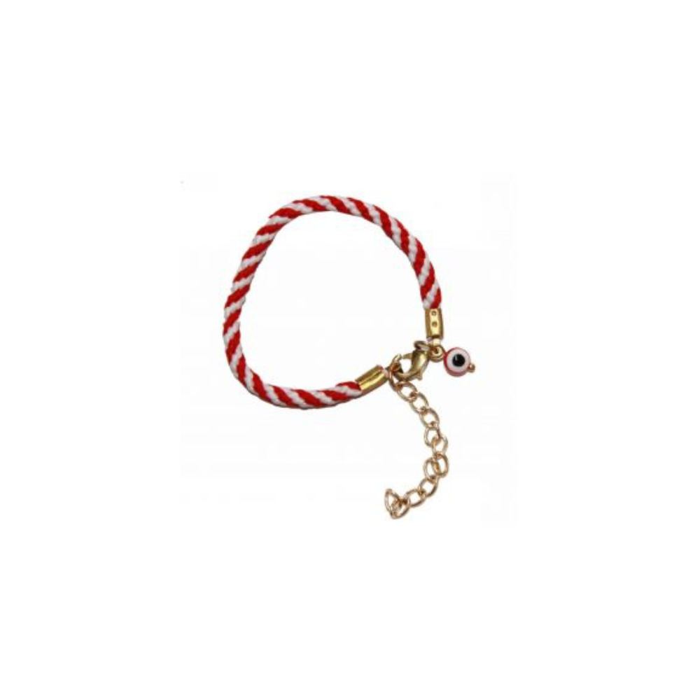 Βραχιόλι Μάρτης με χοντρό σχοινί και μπίλια μάτι 14cm (παιδικό) (1539-610)