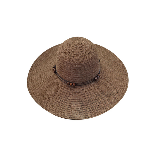 Καπέλο Ψαθόχαρτο Σχοινάκι Χάνδρες Γυναικείο ø44cm Καφέ (42-2383)