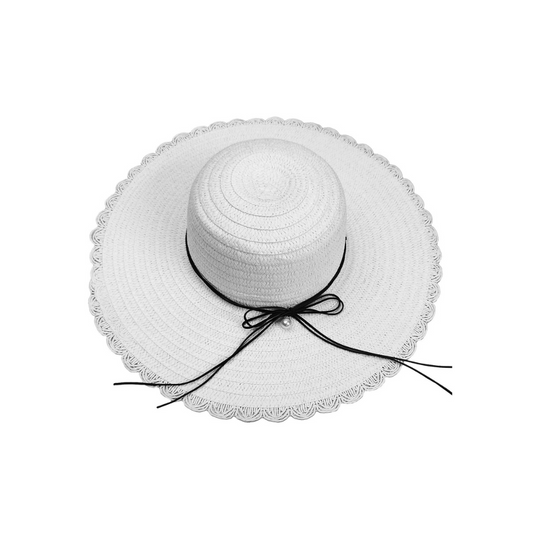 Καπέλο Ψαθόχαρτο Λευκό με Μαργαριτάρι ø42cm (42-3140)
