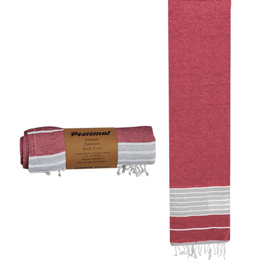 Πετσέτα Θαλάσσης Pestemal Κόκκινη Γκρί Ρίγες 280g 90x180cm (42-823)