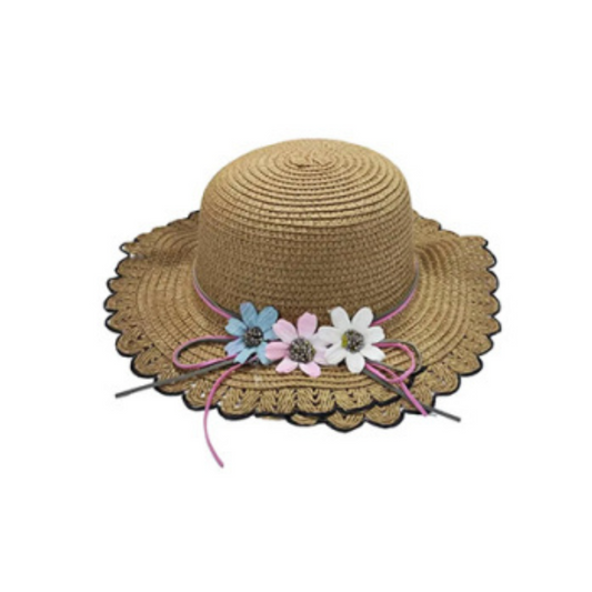 Παιδικό Ψάθινο Καπέλο με Διακοσμητικά Λουλούδια