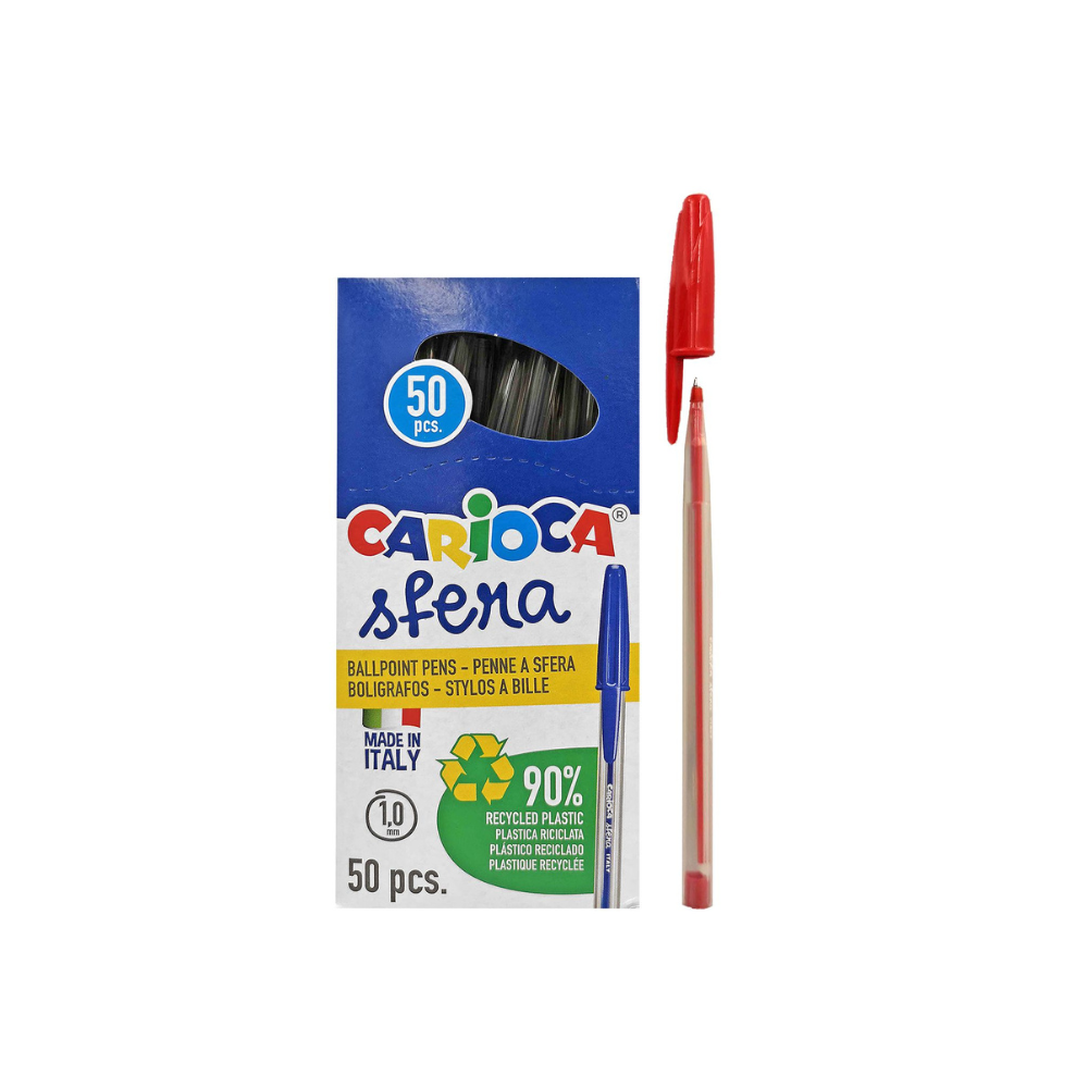 Carioca Στυλό Ballpoint με Κόκκινο Μελάνι 50τμχ