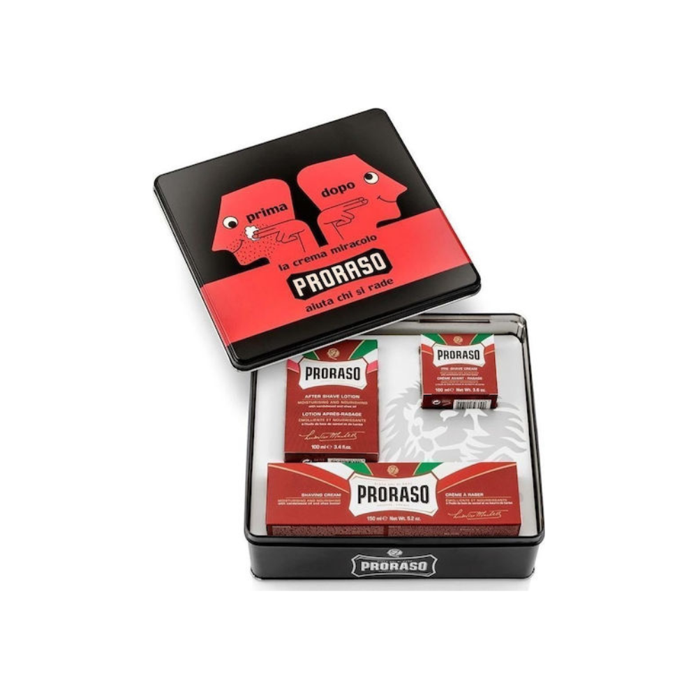 Proraso Σετ Περιποίησης για Γένια Prima e Dopo με Sandalwood Pre-shave Cream 100ml, Shaving Cream 150ml, After Shave Lotion 100ml