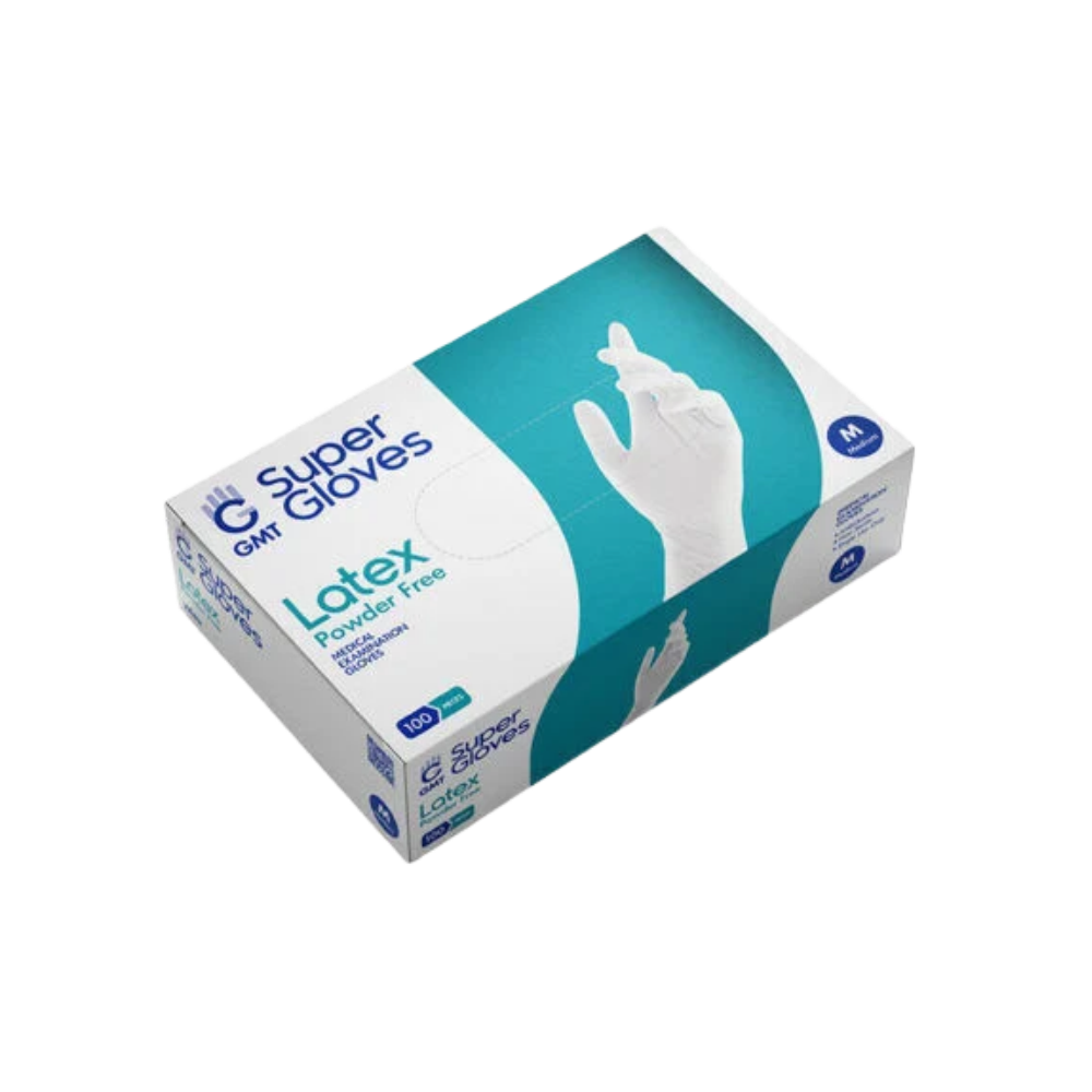GMT Super Gloves Γάντια Λάτεξ Χωρίς Πούδρα σε Λευκό Χρώμα 100τμχ LARGE