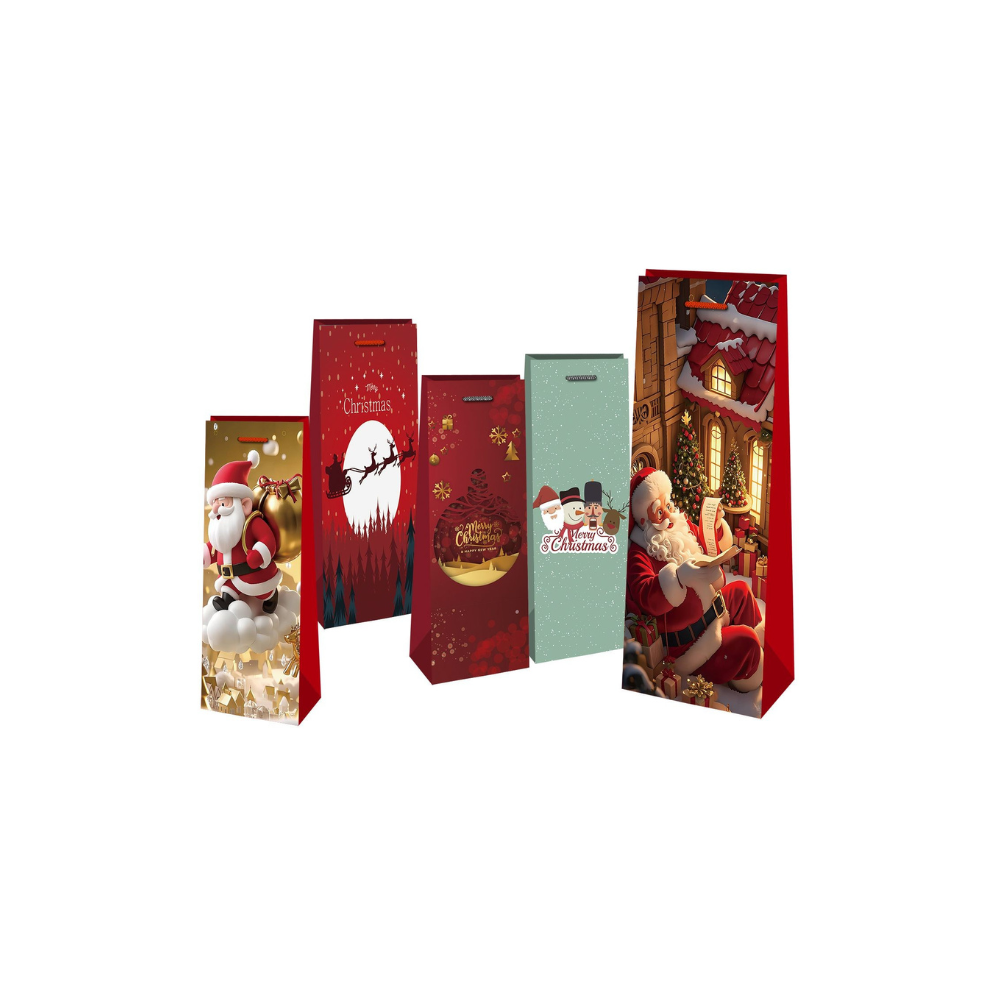 Χάρτινη Χριστουγεννιάτικη Τσάντα Ποτού