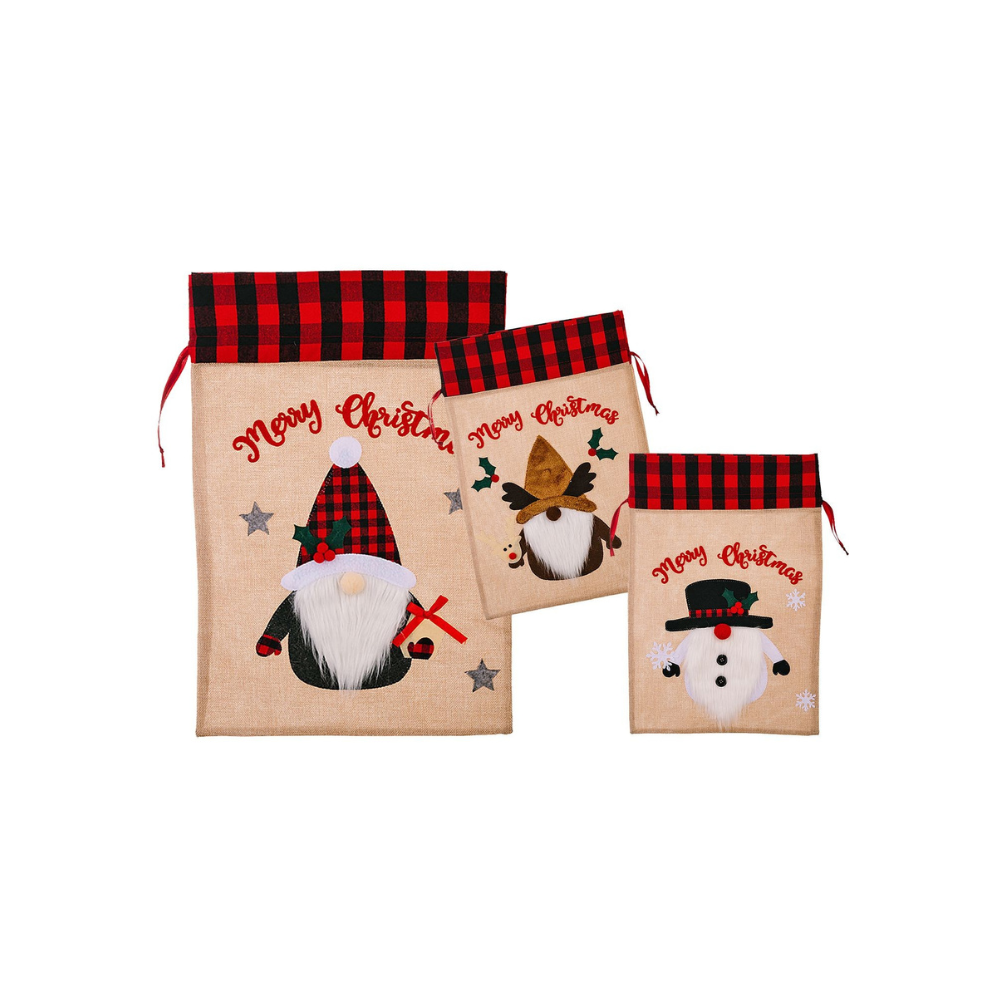 Σάκος Χριστουγέννων Λινάτσα Καρώ 57x38cm