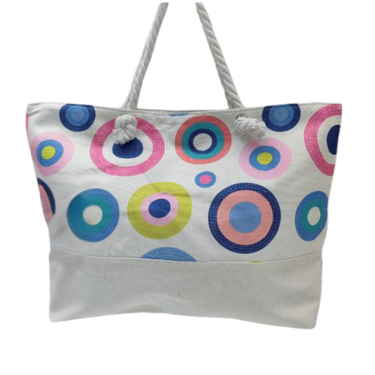 Τσάντα Ώμου Υφασμάτινη – Πολύχρωμα Κυκλικά Μοτίβα (55 x 37 x 10 εκ.) (957114)