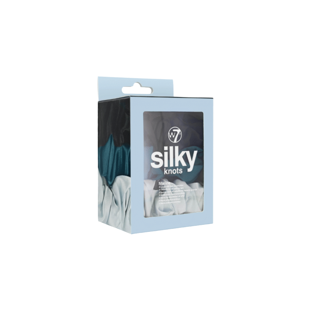 W7 Silky Knots 3 Hair Scrunchies Marine