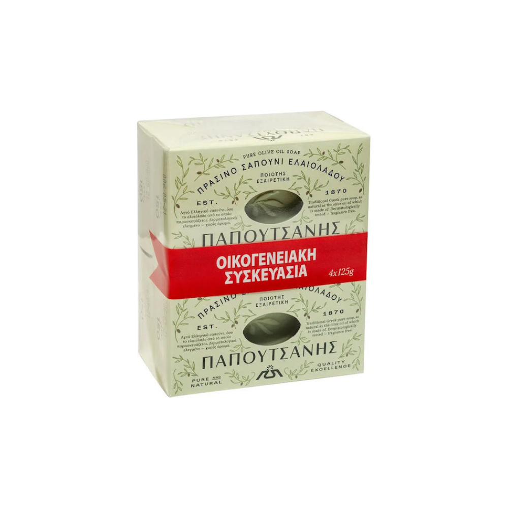 Papoutsanis Pure Olive Πράσινο Σαπούνι 4x125gr