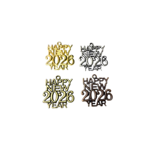Μεταλλικό στοιχείο Happy new year 3cm x 2.8cm (0517855)