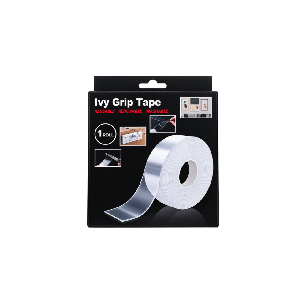 Ταινία Διπλής Όψης Ivy Grip Tape 1.8cm x 5m Διάφανη Επαναχρησιμοποιούμενη & Πλενόμενη (0519013)