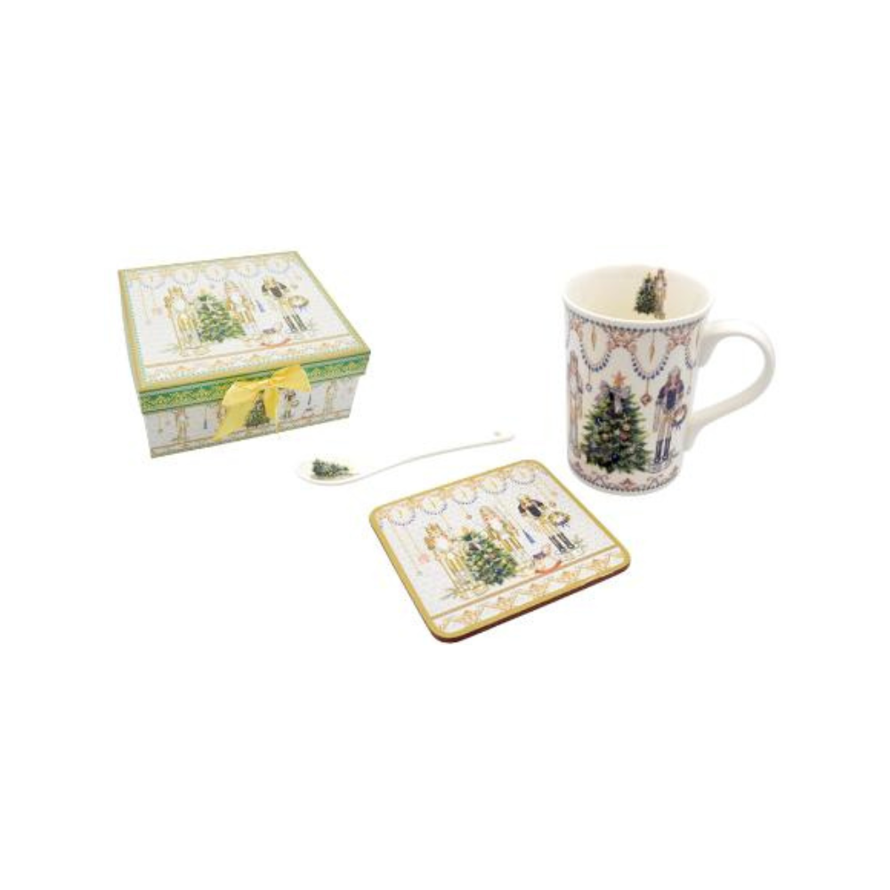 Χριστουγεννιάτικη Κούπα 300ml με Κουτάλι και Σουβέρ Από Πορσελάνη Με Κουτί Δώρου (0621614)