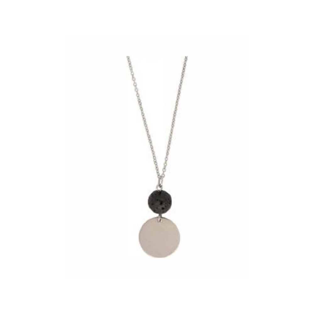 Kostibas Fashion Κολιέ με πέτρα ατσάλι λάβα (1013-853AA)