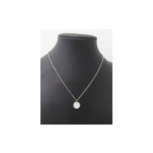 Kotsibas Fashion Κολιέ Ατσάλι με μοτίφ λευκό σμάλτο (1013-969AL)