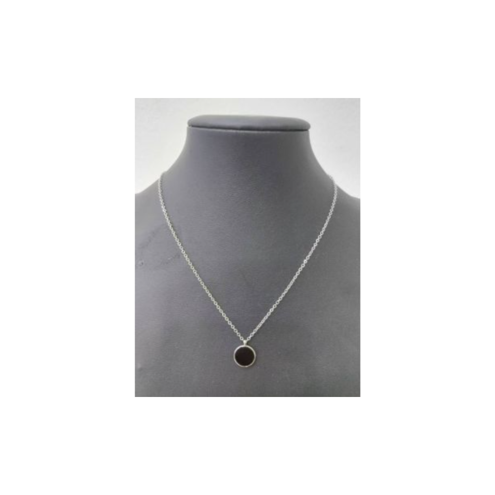Kostibas Fashion Κολιέ Ατσάλι με μοτίφ μαύρο σμάλτο (1013-969AM)