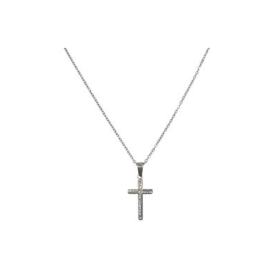Kostibas Fashion Μενταγιόν Σταυρός Ατσάλι Με αλυσίδα (1313-388A)