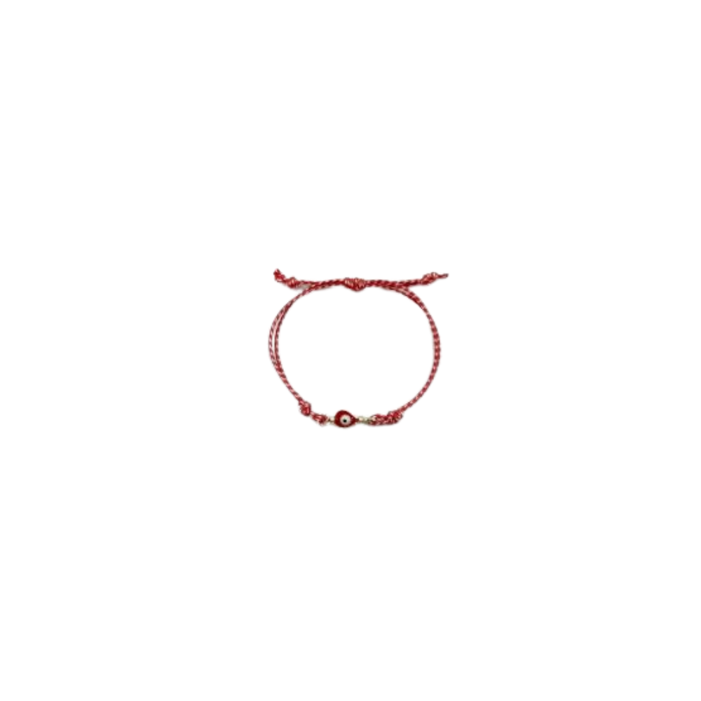 Βραχιόλι Μάρτης Σχοινί με μοτίφ μάτι κόκκινο χρυσό (1539-63718)