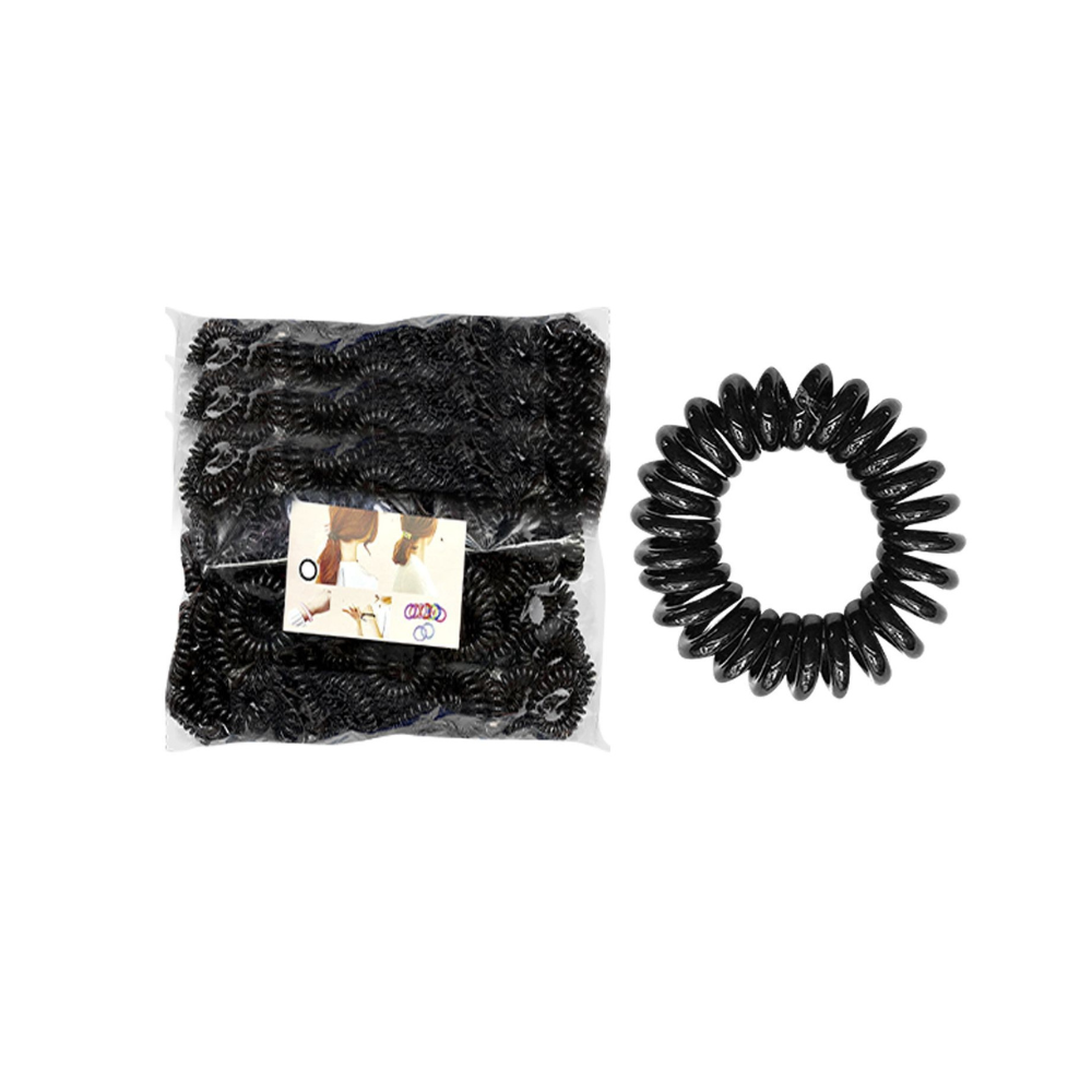 Λαστιχάκι Μαλλιών Σπιράλ Μαύρο ø4,5cm (20-1045)