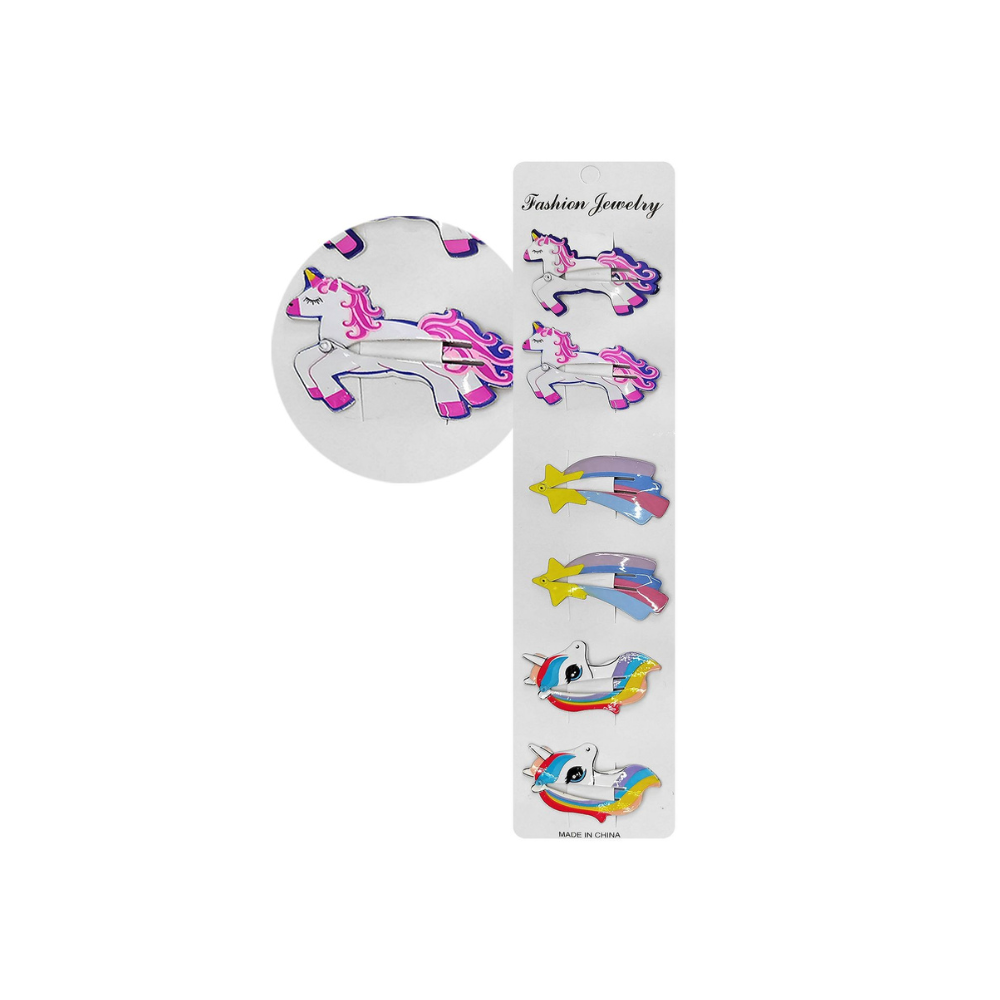 4teen-4ty Παιδικό Κλιπ Μαλλιών Μονόκερος 6 τεμάχια (20-1338)