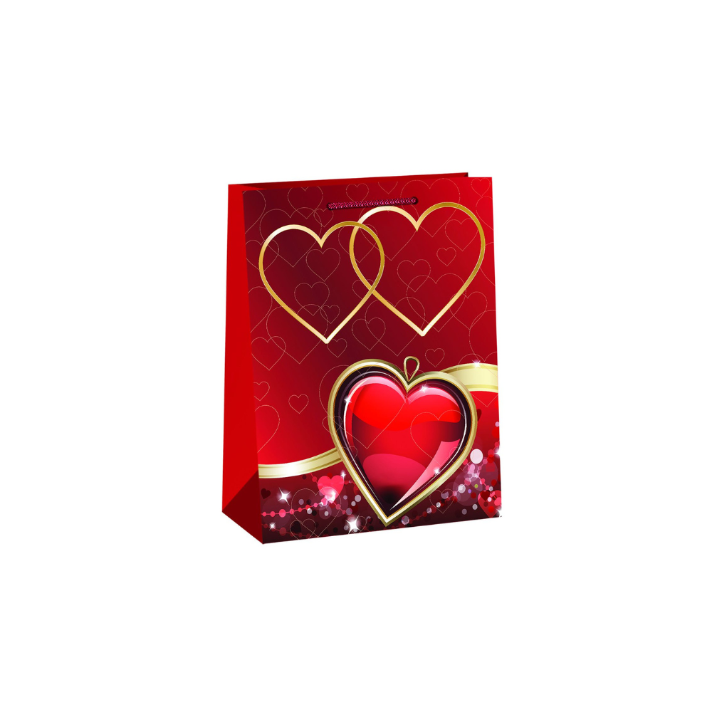 Τσάντα Δώρου Χάρτινη Καρδιές (33cm) 33x26x12cm (22-116)