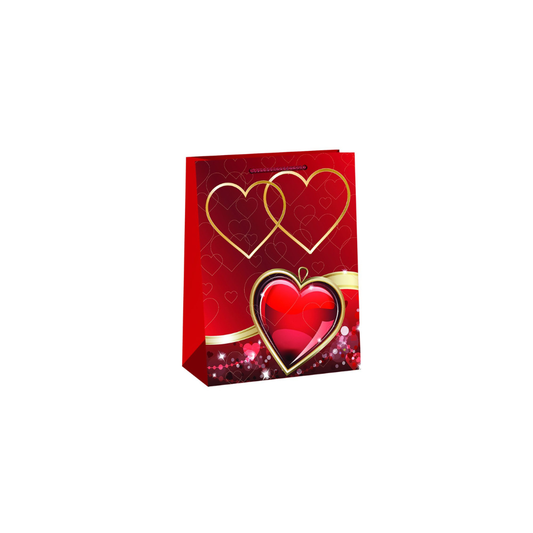 Τσάντα Δώρου Χάρτινη Καρδιές (23cm) 23x17x8cm (22-117)