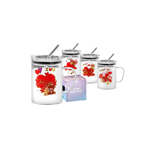 HOMie Κούπα Γυάλινη με Καπάκι σε Διάφορα Σχέδια 400ml (Διάφορα Σχέδια) (22-3081)