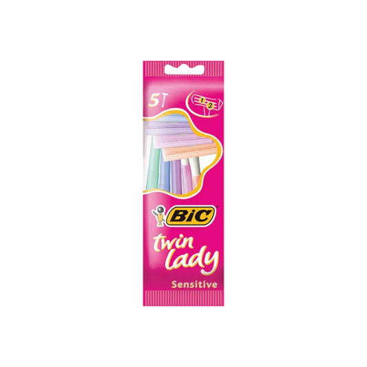 BIC Twin Lady Ξυραφάκια Σώματος μιας Χρήσης με 2 Λεπίδες & Λιπαντική Ταινία για Ευαίσθητες Επιδερμίδες 5τμχ