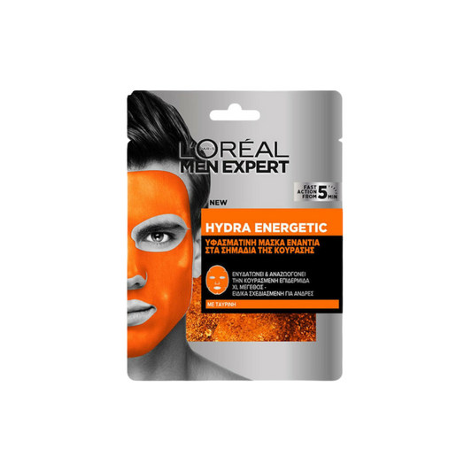 L'Oreal Men Expert Hydra Energetic Ανδρική Υφασμάτινη Μάσκα Ενάντια στα Σημάδια της Κούρασης
