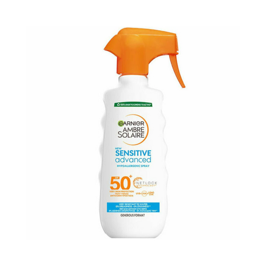 Garnier Ambre Solaire Sensitive Advanced Αδιάβροχη Αντηλιακή Λοσιόν για το Σώμα SPF50 σε Spray 300ml