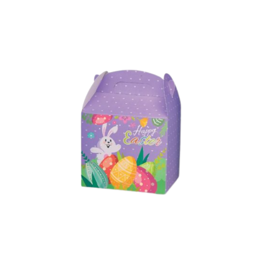 Κουτί Χάρτινο Πασχαλινό με Χεράκι – Happy Easter 14x12x10cm (Σετ 12 Τεμαχίων)