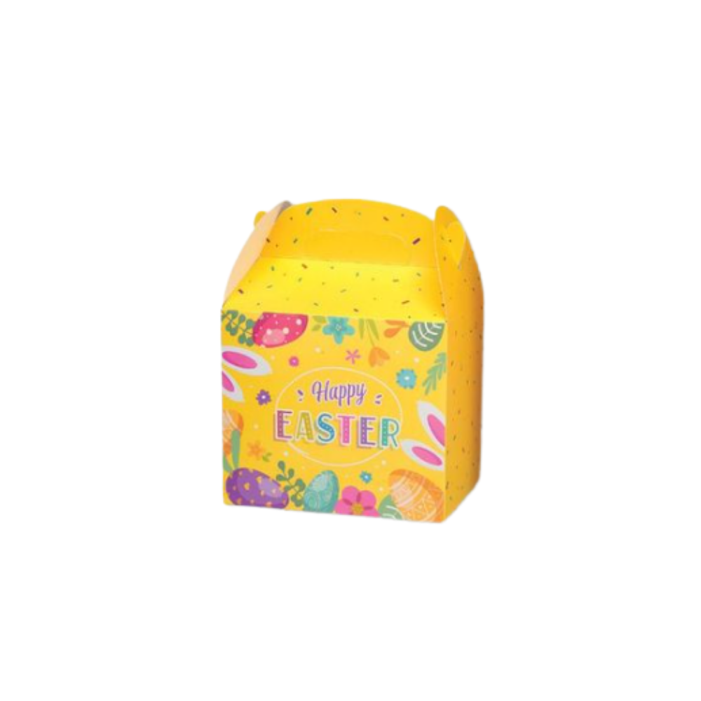 Κουτί Χάρτινο Πασχαλινό με Χεράκι – Happy Easter 14x12x10cm (Σετ 12 Τεμαχίων)