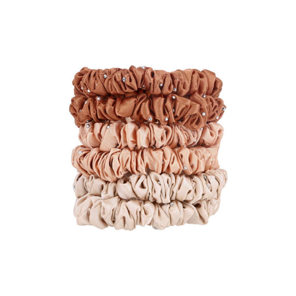 W7 Cosmetics Silky Knots Scrunchy Μαλλιών Χρυσό 6τμχ