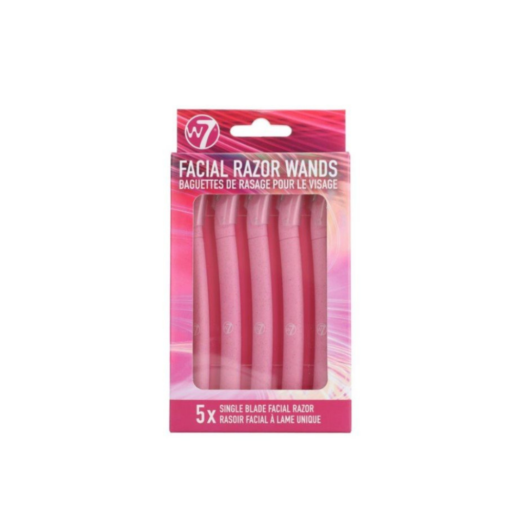 W7 Σετ 5 Ροζ Ξυραφάκια Προσώπου Επαναχρησιμοποιούμενα για Φρύδια & Απαλή Αποτρίχωση