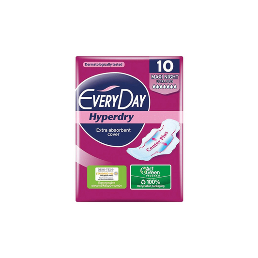 Every Day Hyperdry Maxi Night Σερβιέτες με Φτερά Νυκτός για Αυξημένη Ροή 7 Σταγόνες 10τμχ
