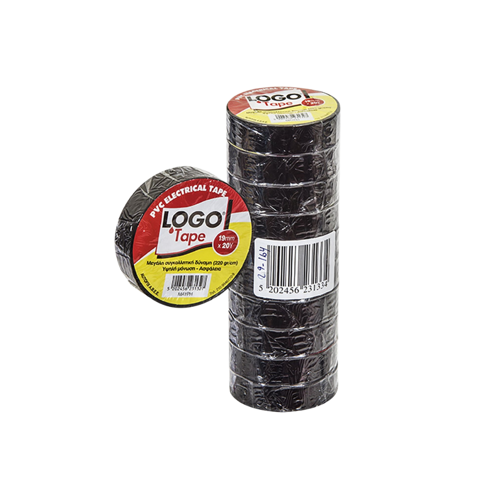 Logo Μονωτική Ταινία 19mm x 20m PVC Black Μαύρη (29-164)