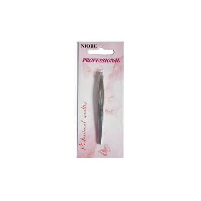 Niobe Professional Τσιμπιδάκι Φρυδιών με Ίσια Μύτη Ασημί