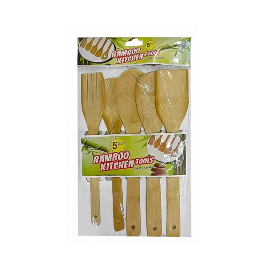 TnS Σετ Bamboo Εργαλείων Μαγειρικής 5τμχ Καφέ