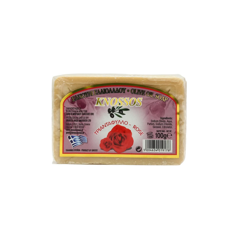 Knossos Soap Olive Oil Soap Μπάρα Σαπουνιού Τριαντάφυλλο 100gr