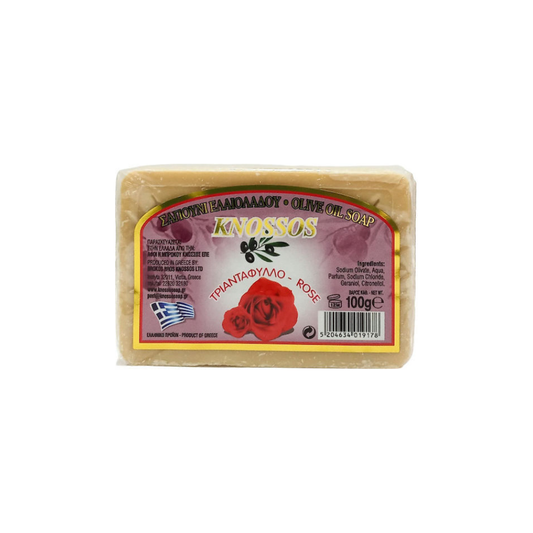 Knossos Soap Olive Oil Soap Μπάρα Σαπουνιού Τριαντάφυλλο 100gr