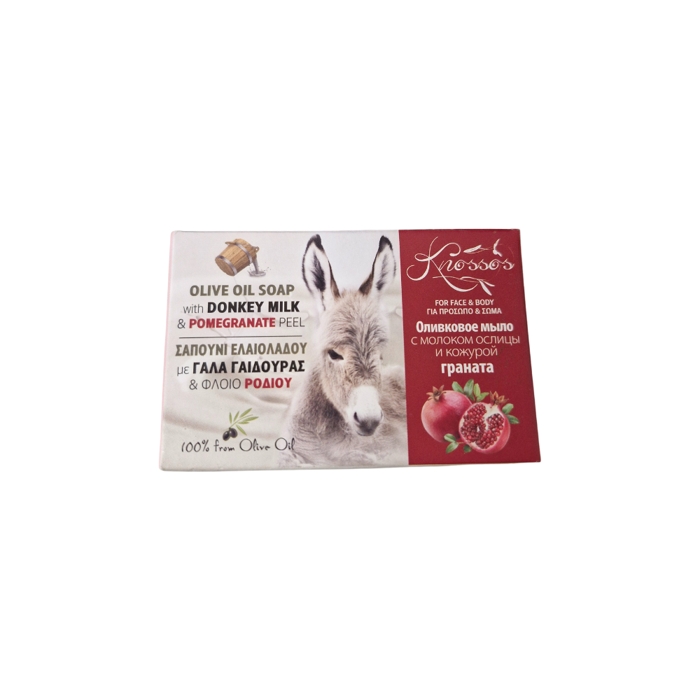 Knossos Soap Olive Oil Soap Μπάρα Σαπουνιού με γάλα γαϊδούρας και ρόδι 100gr