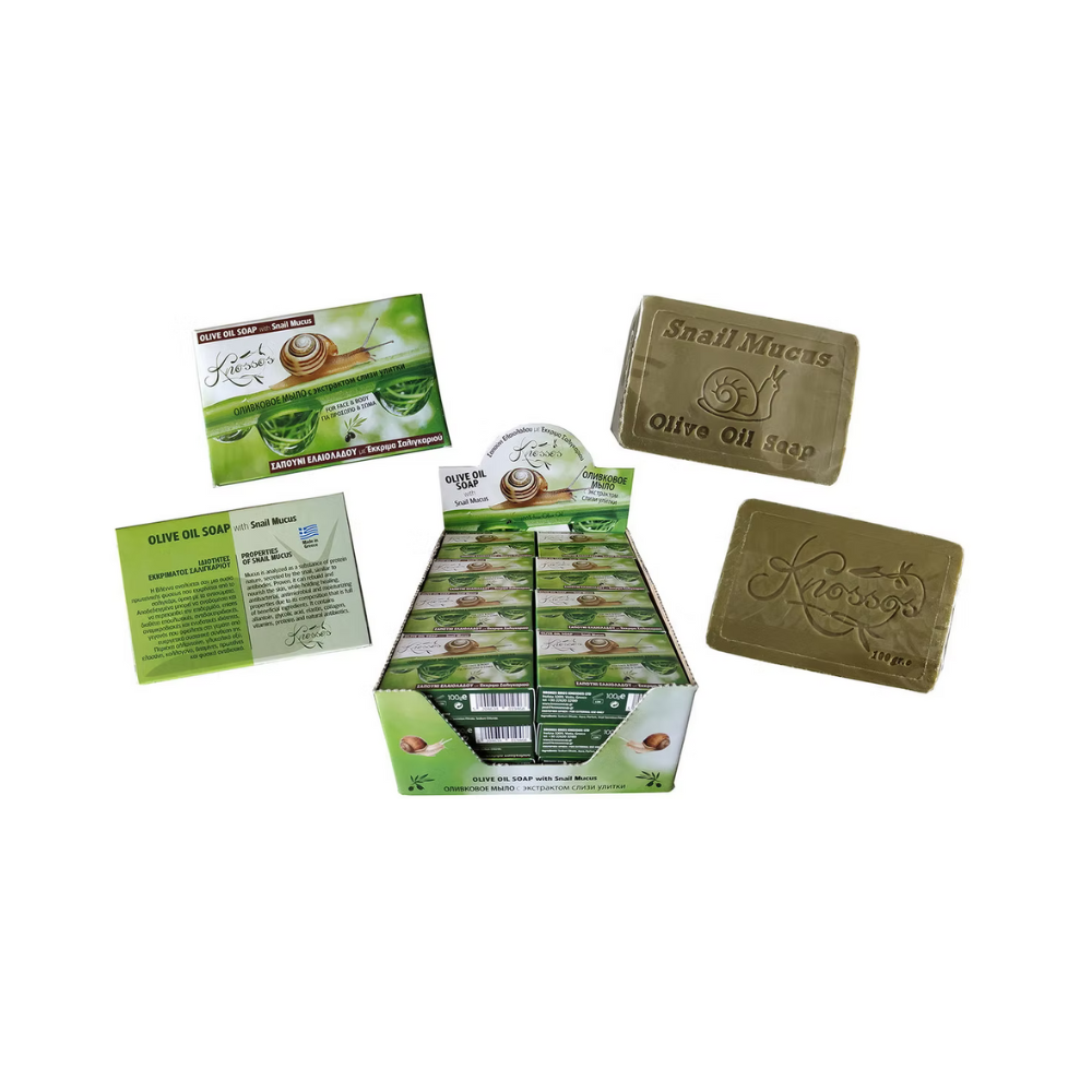 Knossos Soap Olive Oil Soap with Snail Mucus Μπάρα Σαπουνιού Καθαρισμού Προσώπου 100gr