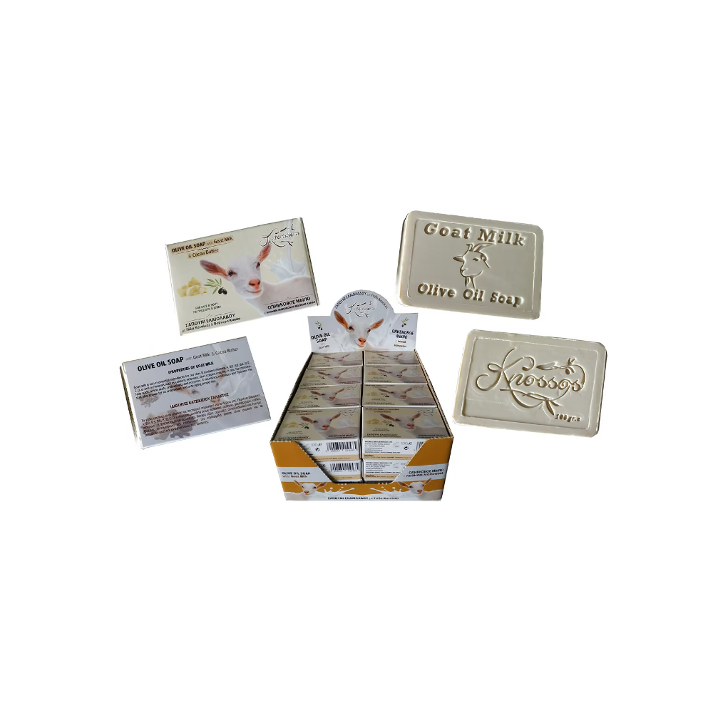 Knossos Soap Olive Oil Soap Μπάρα Σαπουνιού με γάλα κατσίκας, βούτυρο κακάο 100gr