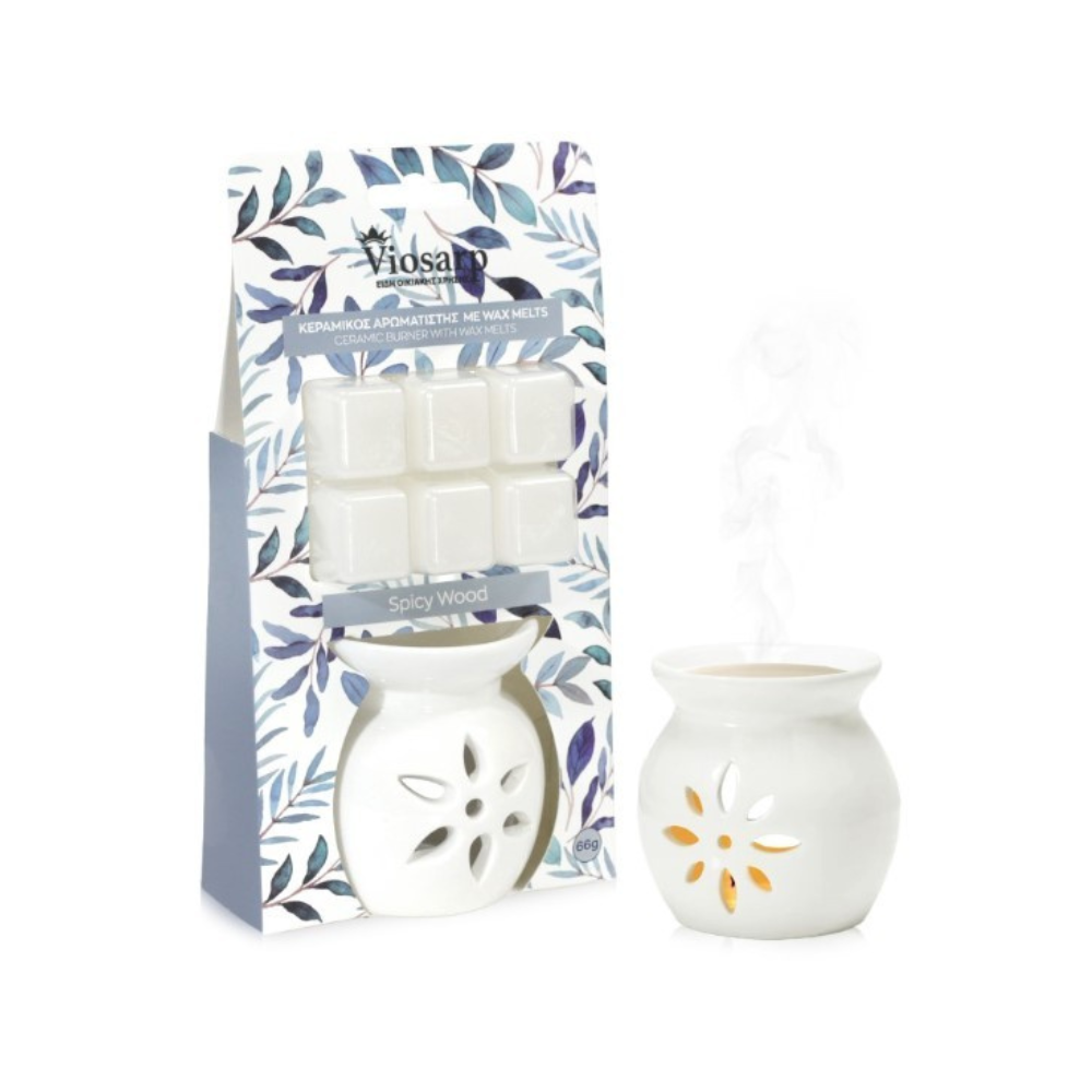 Viosarp Κεραμικός Αρωματιστής με Wax Melts Spicy Wood 66gr