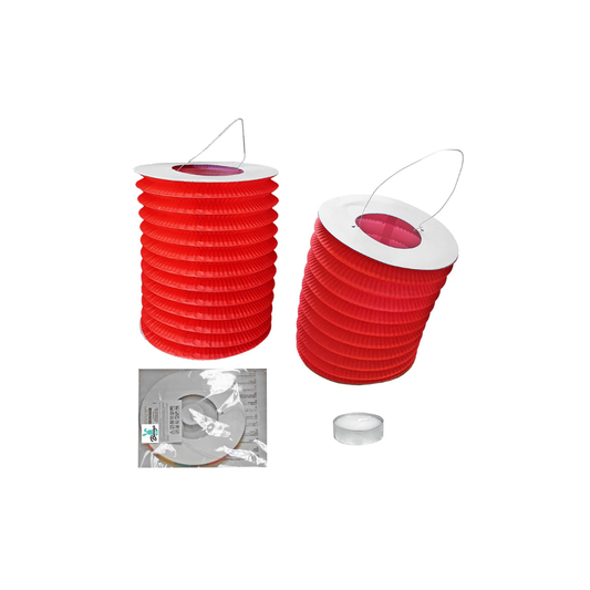 Φαναράκι Χάρτινο Κόκκινο με Ρεσώ 25 x ø16cm