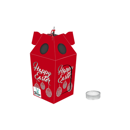 Φαναράκι με Ρεσώ Κόκκινο Happy Easter 21x9,5cm (73-1349)
