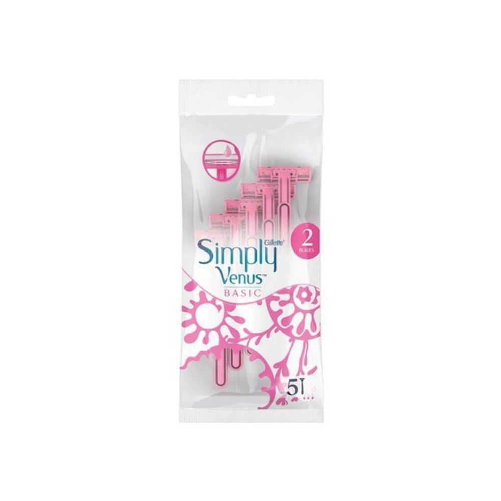 Venus Simply Basic Ξυραφάκια Σώματος μιας Χρήσης με 2 Λεπίδες & Λιπαντική Ταινία 5τμχ